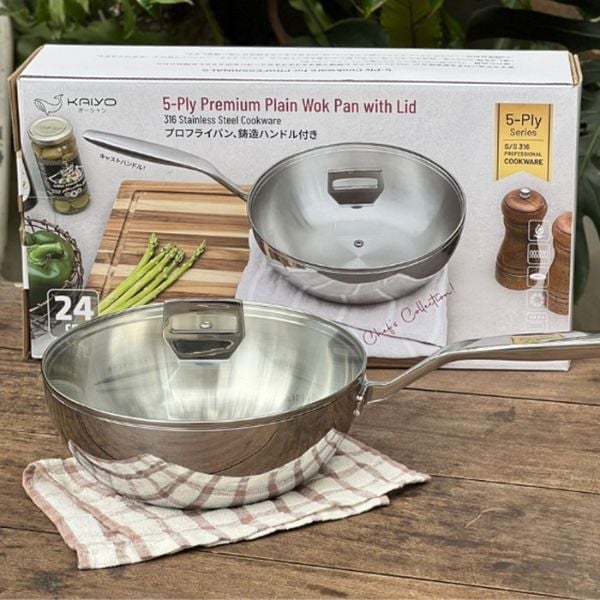  KAIYO-Chảo inox 316 5-ply Premium sâu lòng24cm 