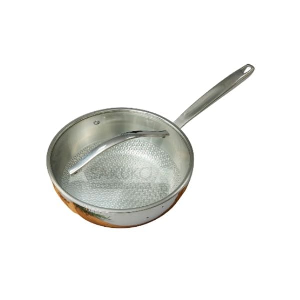 KAIYO- Chảo đúc inox 3 lớp dập nổi vung kính 24cm 