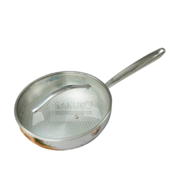  KAIYO- Chảo đúc inox 3 lớp dập nổi vung kính 28cm 