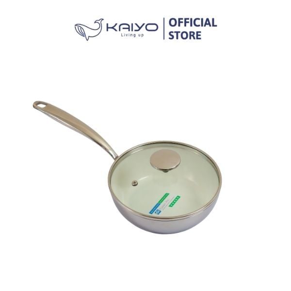  KAIYO- Chảo inox Ceramic sâu lòng vung kính 20cm 