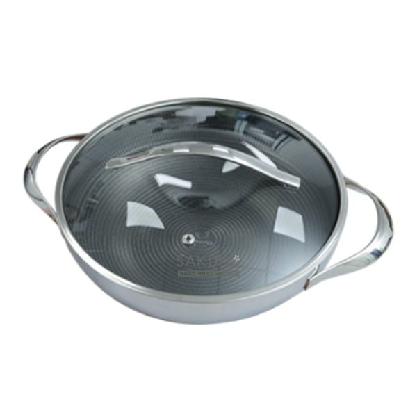  KAIYO-Chảo inox chống dính đáy liền vung kính 24cm 