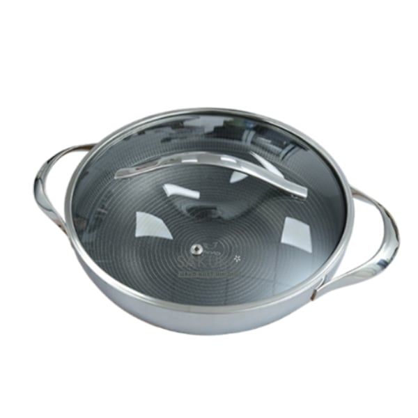  KAIYO-Chảo inox chống dính đáy liền vung kính 28cm 