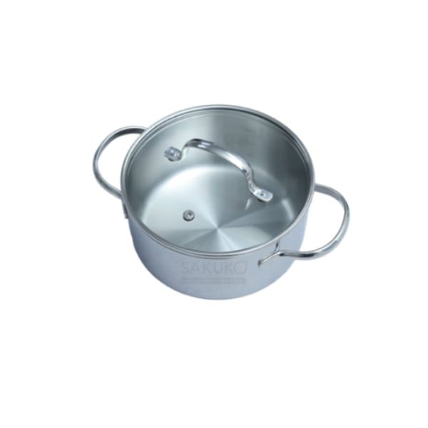  KAIYO- Nồi Inox đáy liền vung kính size 18cm 