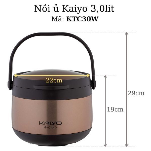 KAIYO- Nồi ủ chân không màu vàng 3,0L 