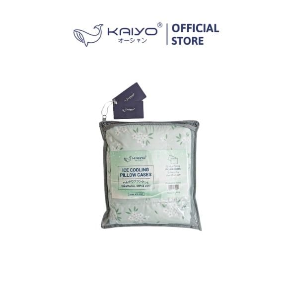  KAIYO- Vỏ gối lạnh hình hoa nền xanh 50x70cm 2c 