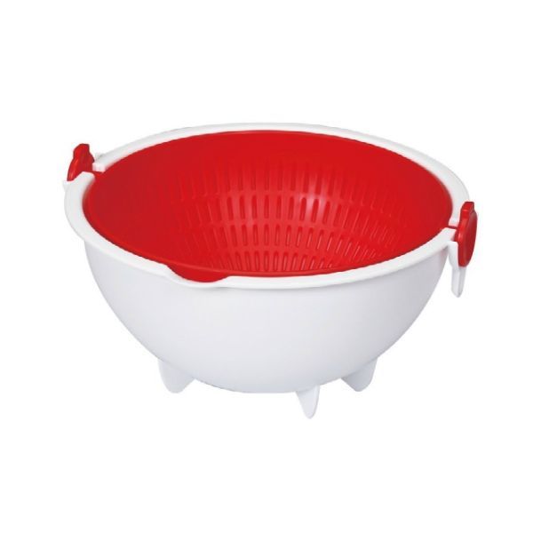  KOKUBO-Bộ chậu nhựa và rổ đựng vật dụng màu đỏ 