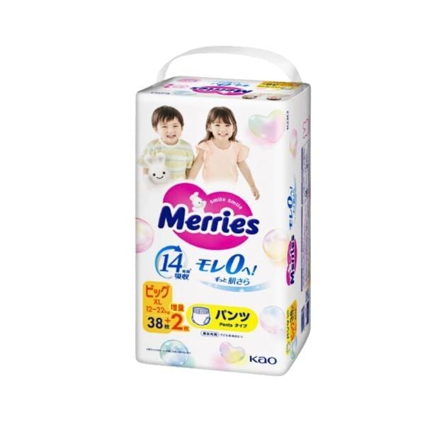  MERRIES- Bỉm tã cho bé siêu thâm hút XL 38+2 Miếng 