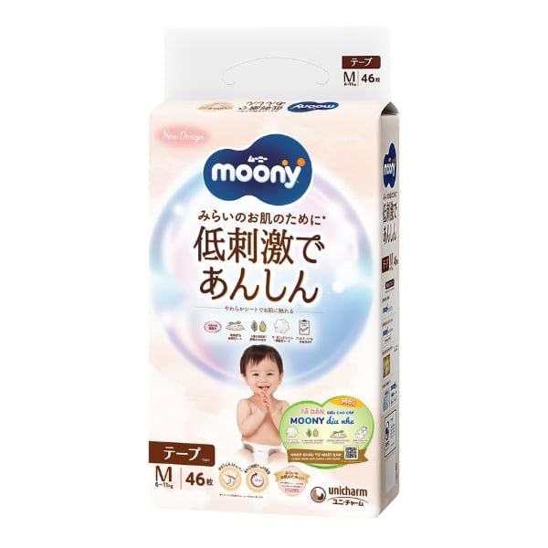  MOONY- Bỉm Dán Natural Size M46 
