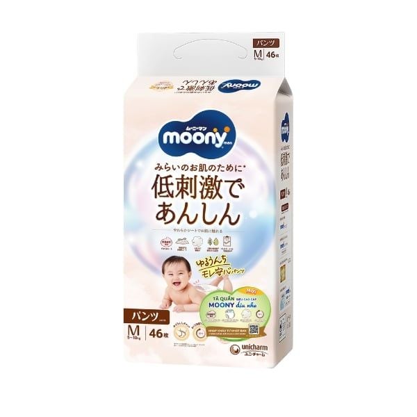  MOONY- Bỉm quần Natural size M46 