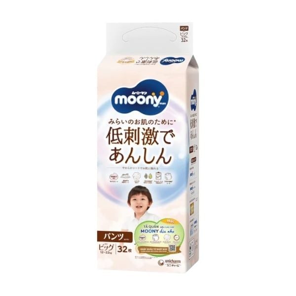 MOONY- Bỉm quần Natural size XL32 