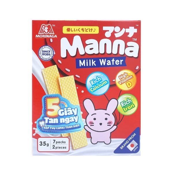  MORINAGA- Bánh xốp Manna vị sữa hộp 35g 