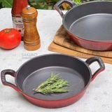  OCENO - Chảo gang 2 tay cầm màu đỏ 20cm 