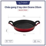  OCENO - Chảo gang 2 tay cầm màu đỏ 20cm 