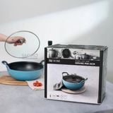  OCENO- Chảo gang sâu lòng có vung màu xanh 20cm 