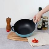  OCENO- Chảo gang sâu lòng có vung màu xanh 20cm 