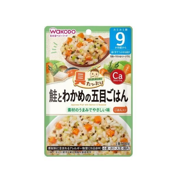  WAKODO- TPBS Cơm ngũ vị cá hồi rong biển 80g 