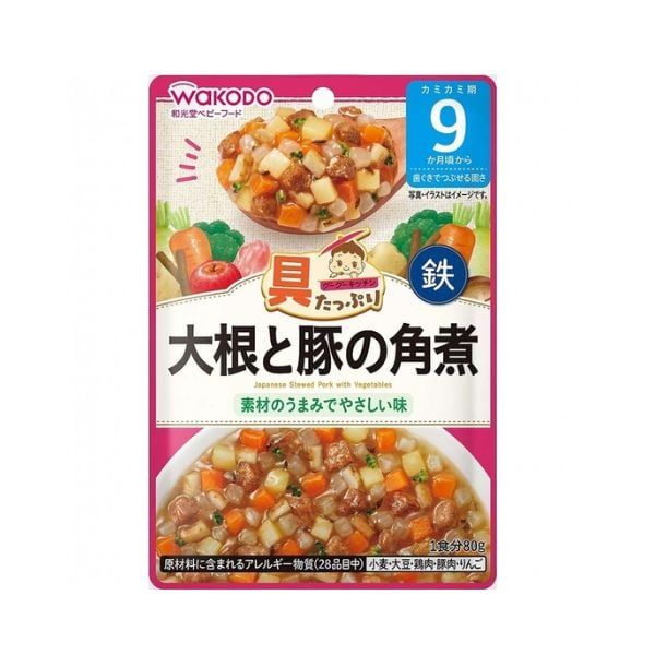  WAKODO- TPBS Thịt heo rau củ hầm kiểu Nhật 80g 