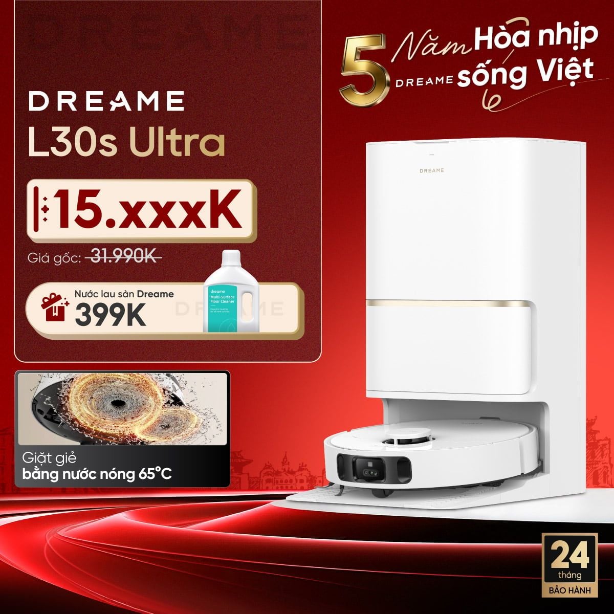  Robot hút bụi lau sàn chuyên dụng thông minh Dreame L30s Ultra 