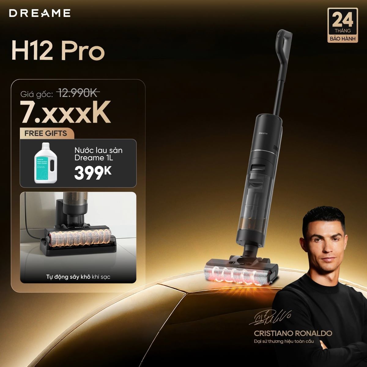  Máy hút bụi lau sàn khô & ướt cầm tay không dây thông minh Dreame H12 Pro 