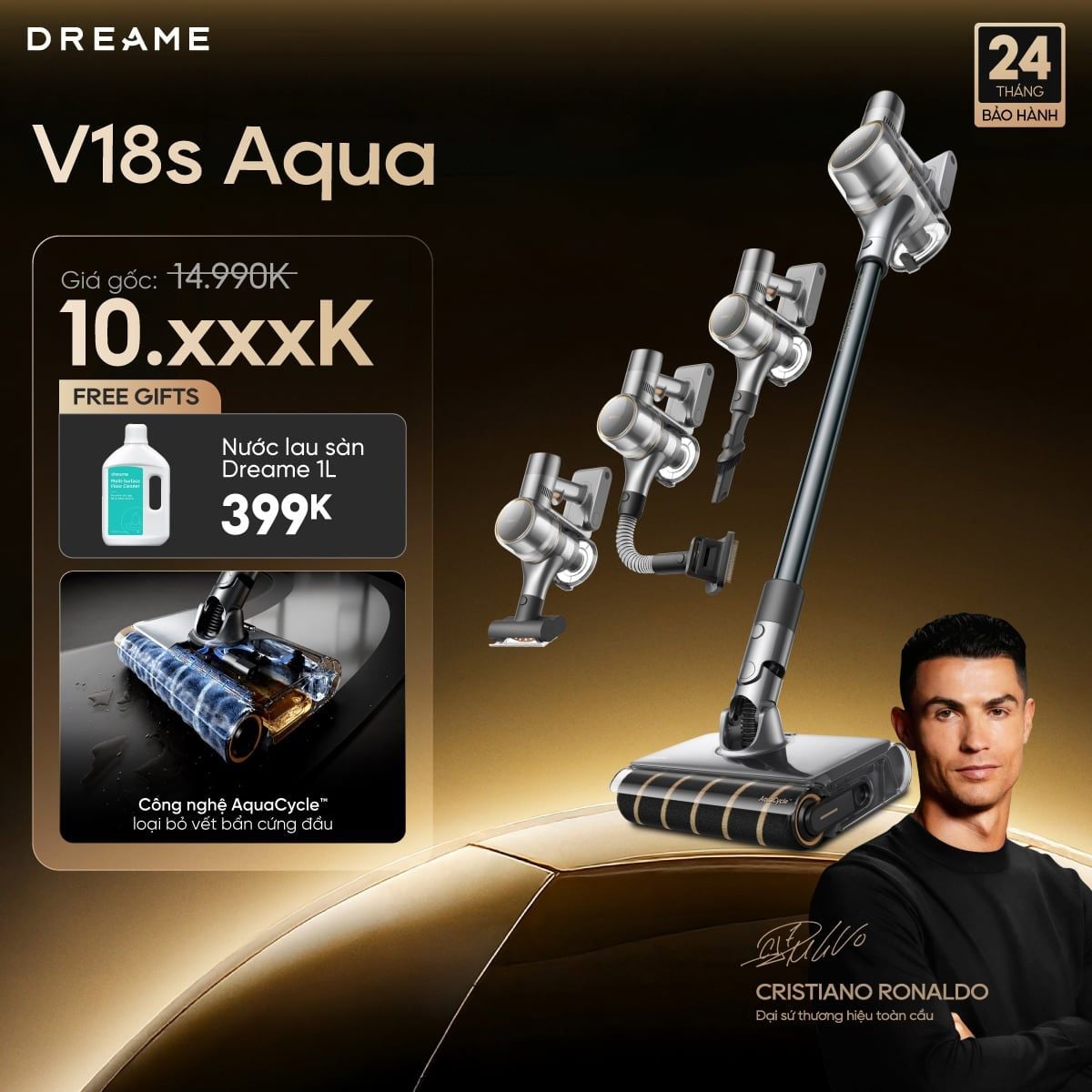  Máy hút bụi cầm tay không dây Dreame V18S Aqua 