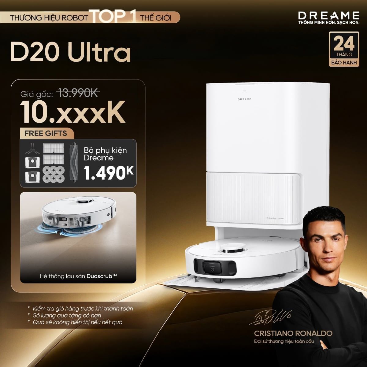  Robot hút bụi lau sàn thông minh D20 Ultra 