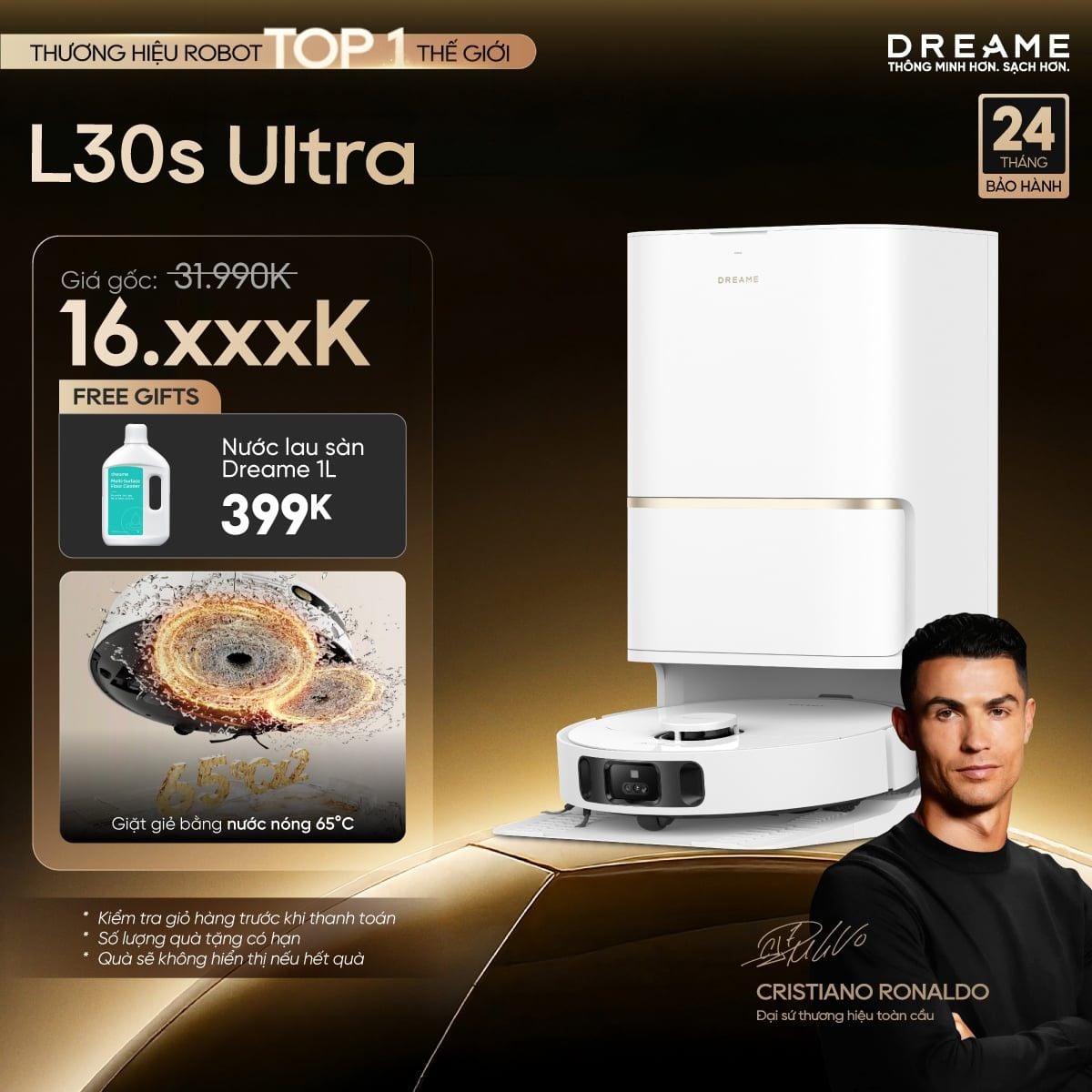  Robot hút bụi lau sàn chuyên dụng thông minh Dreame L30s Ultra 