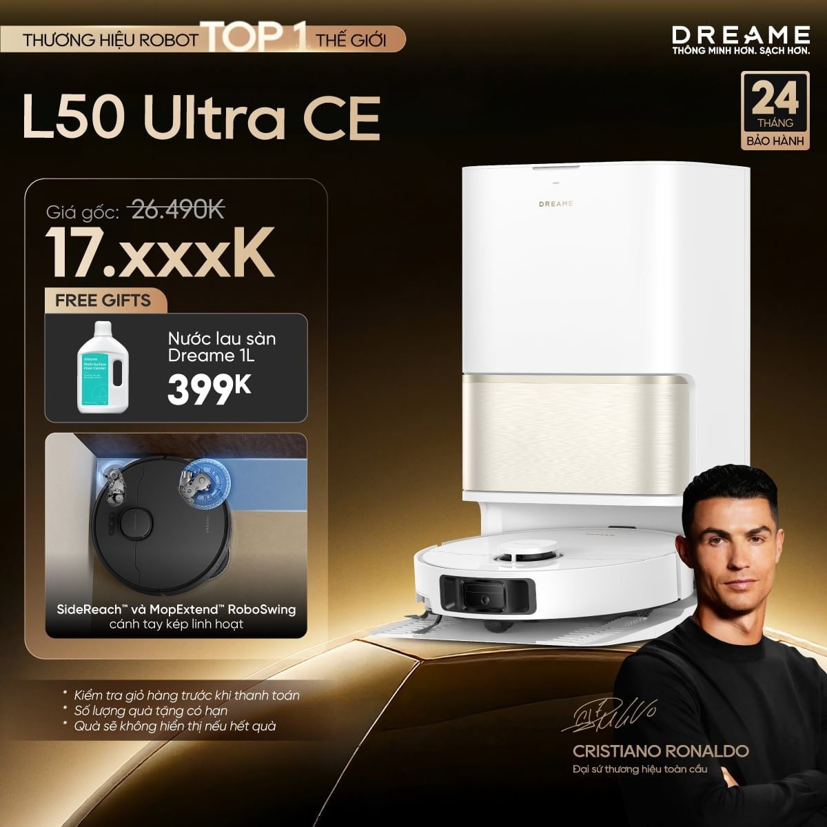  Robot hút bụi lau sàn chuyên dụng thông minh Dreame L50 Ultra CE 