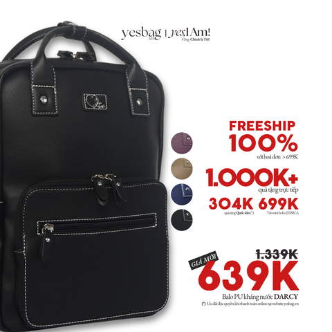 Balo PU kháng nước DARCY (Giảm còn 639K, Tặng quà tới 1Tr+ - áp Mã & chọn Quà tại bước Thanh toán)