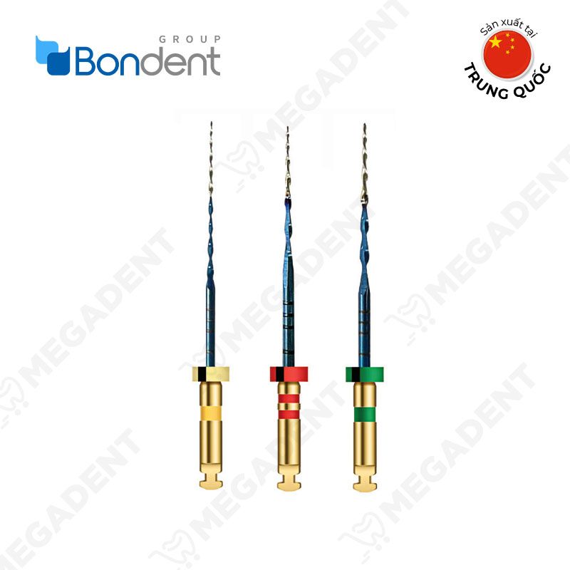  Flash Rotary NiTi Gold/Blue Ass 25mm (20/04, 25/06, 35/05) - Trâm dọn dẹp Flash NiTi Vàng/Xanh 25mm - Vỉ 3 cái 