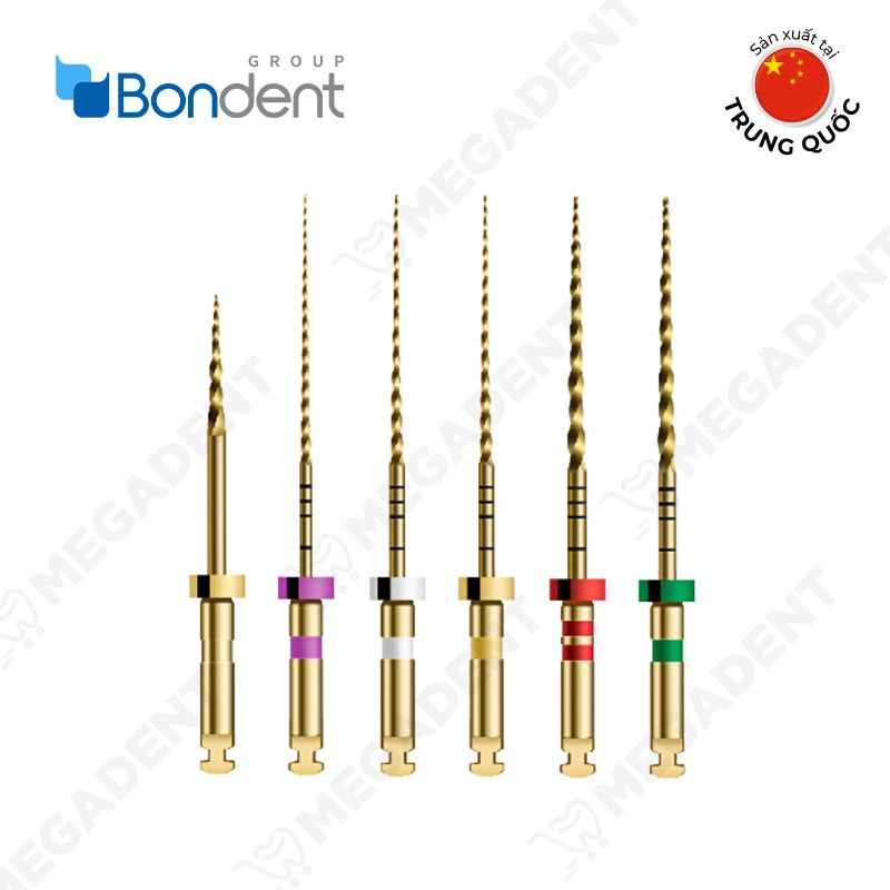 M3-Pro Rotary NiTi Gold V3 Ass. 25mm (17/08, 19/02, 15/06, 25/04, 25/06, 35,04) - Trâm nội nha dẻo - Bộ 6 cái 