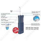  Cordless Mini - Máy tăm nước cá nhân không dây (dùng được cho người niềng răng, răng sứ) - Bộ (1 máy + 4 đầu tăm) 