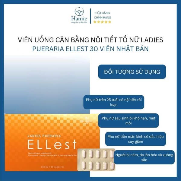 Viên Uống Cân Bằng Nội Tiết Tố Nữ Ladies Pueraria Ellest 30 Viên Nhật Bản