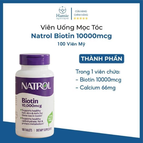 Thuốc Mọc Tóc Biotin của Mỹ 10,000mcg 100 Viên Mẫu Mới