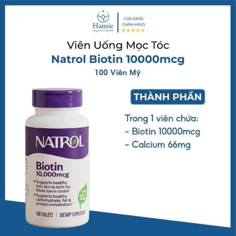 Thuốc Mọc Tóc Biotin của Mỹ 10,000mcg 100 Viên Mẫu Mới