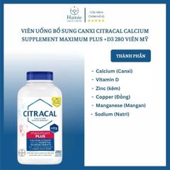 Viên Uống Bổ Sung Canxi Citracal Calcium Supplement D3 280 Viên Mỹ