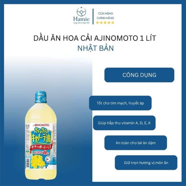 Dầu Ăn Hoa Cải Ajinomoto 1 Lít Nhật Bản