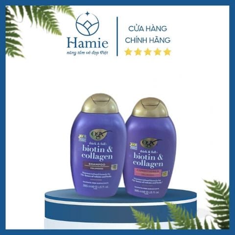 Dầu Gội Xả Biotin Collagen OGX Thick & Full 385ml