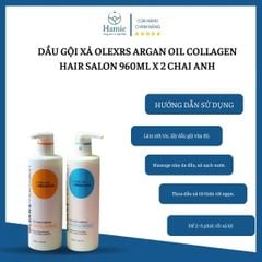 Dầu Gội Xả Olexrs Argan Oil Collagen Hair Salon 960ml x 2 Chai Anh