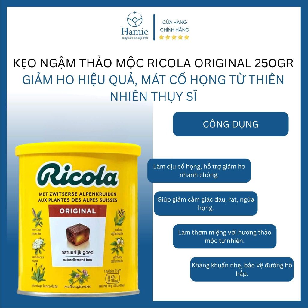 Kẹo Ngậm Thảo Mộc Ricola ORIGINAL 250gr Thụy Sĩ