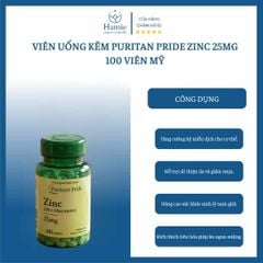 Viên Uống Kẽm Puritan Pride Zinc 25mg 100 Viên Mỹ