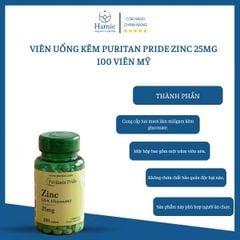 Viên Uống Kẽm Puritan Pride Zinc 25mg 100 Viên Mỹ