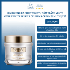 Kem Vento Trắng Chiết Xuât Từ Nấm Trắng Vento Vivere White Truffle Cellular Cream 50ml Thụy Sĩ