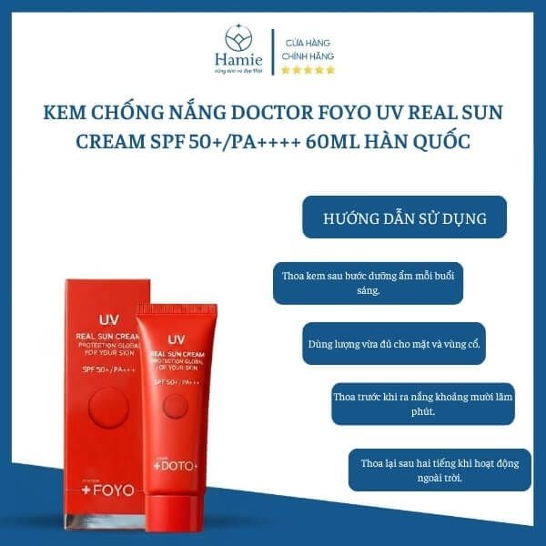 Kem Chống Nắng Doctor Foyo UV Real Sun Cream SPF 50+/PA++++ 60ml Hàn Quốc