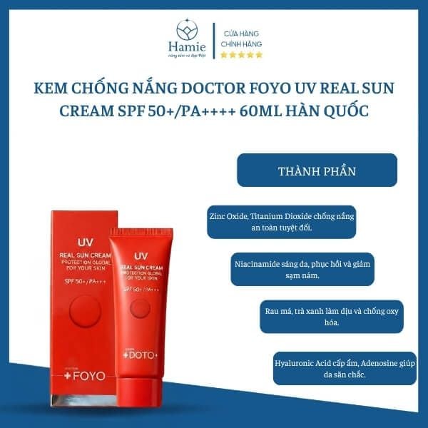 Kem Chống Nắng Doctor Foyo UV Real Sun Cream SPF 50+/PA++++ 60ml Hàn Quốc