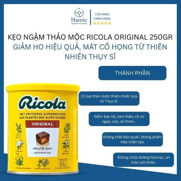 Kẹo Ngậm Thảo Mộc Ricola ORIGINAL 250gr Thụy Sĩ