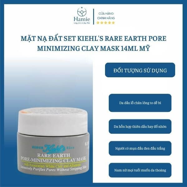 Mặt Nạ Đất Set Kiehl's Rare Earth Pore-Minimizing Clay Mask 14ml Mỹ