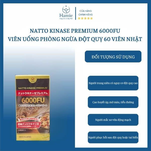 Natto Kinase Premium JBH 6000FU Viên Uống Ngăn Ngừa Đột Quỵ Nhật Bản