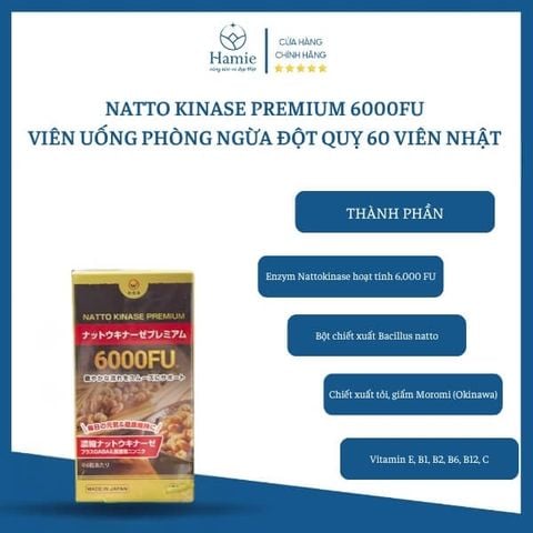 Natto Kinase Premium JBH 6000FU Viên Uống Ngăn Ngừa Đột Quỵ Nhật Bản