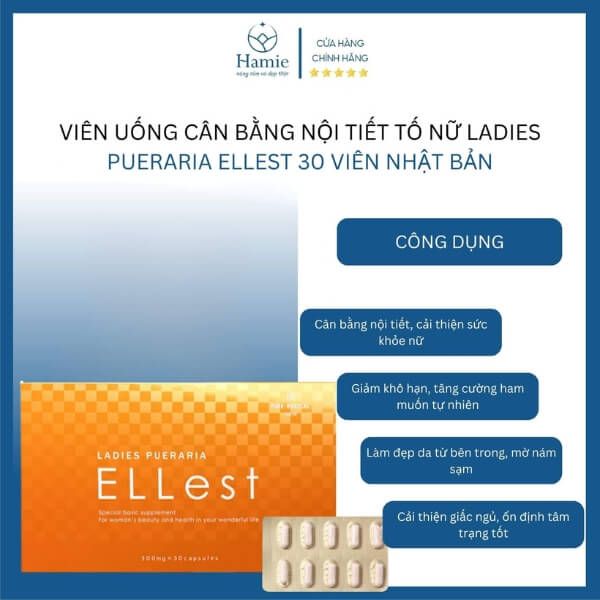 Viên Uống Cân Bằng Nội Tiết Tố Nữ Ladies Pueraria Ellest 30 Viên Nhật Bản