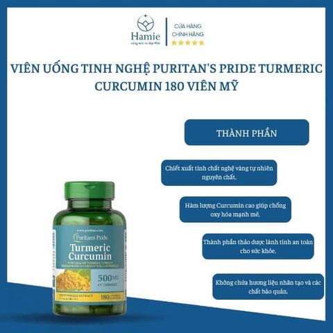 viên uống tinh nghệ puritan's pride turmeric curcumin 180 Viên Mỹ